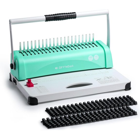 Binding Machine, 21-Hole 450 Sheets Paper Comb Machine for Letter Size / A4 A5 Paper, Easy to Punch Handle, Adjustable Margin, Book Binder with 100 PCS 3/8'' Spines