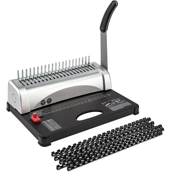 Binding Machine, 21-Holes, 450 Sheets, Comb Binding Machines with Starter Kit 100 count 3/8'' Comb Binding Spines, Comb Binder Machine Book Maker for Letter Size, A4, A5 or Smaller Sizes