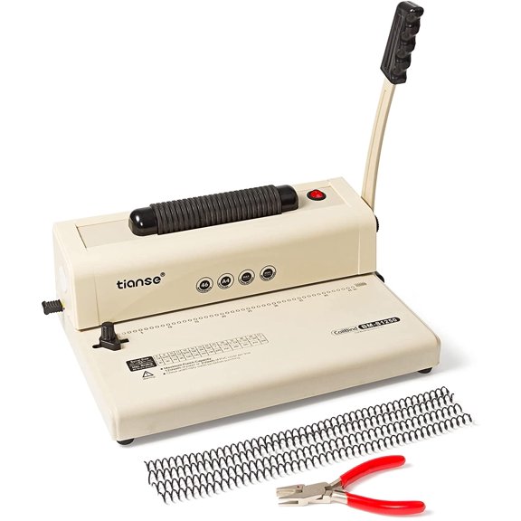 Binding Machine - Electric Coil Inserter for Professional Binding, 12-Sheet Punch, for Letter/A4/A5 & Plastic/Metal Coils, with 100 Coil Spines & Pliers for Home, Office, School, DIY