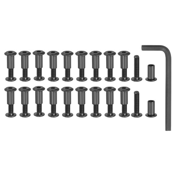 Binding Screw Posts Screw Posts Carbon Steel Binding Bolts with Wrench for Leather Scrapbook, Black Oxide 20 M6 x 16mm