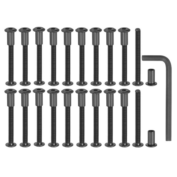 Binding Screw Posts Screw Posts Carbon Steel Binding Bolts with Wrench for Leather Scrapbook, Black Oxide 20 M6 x 50mm
