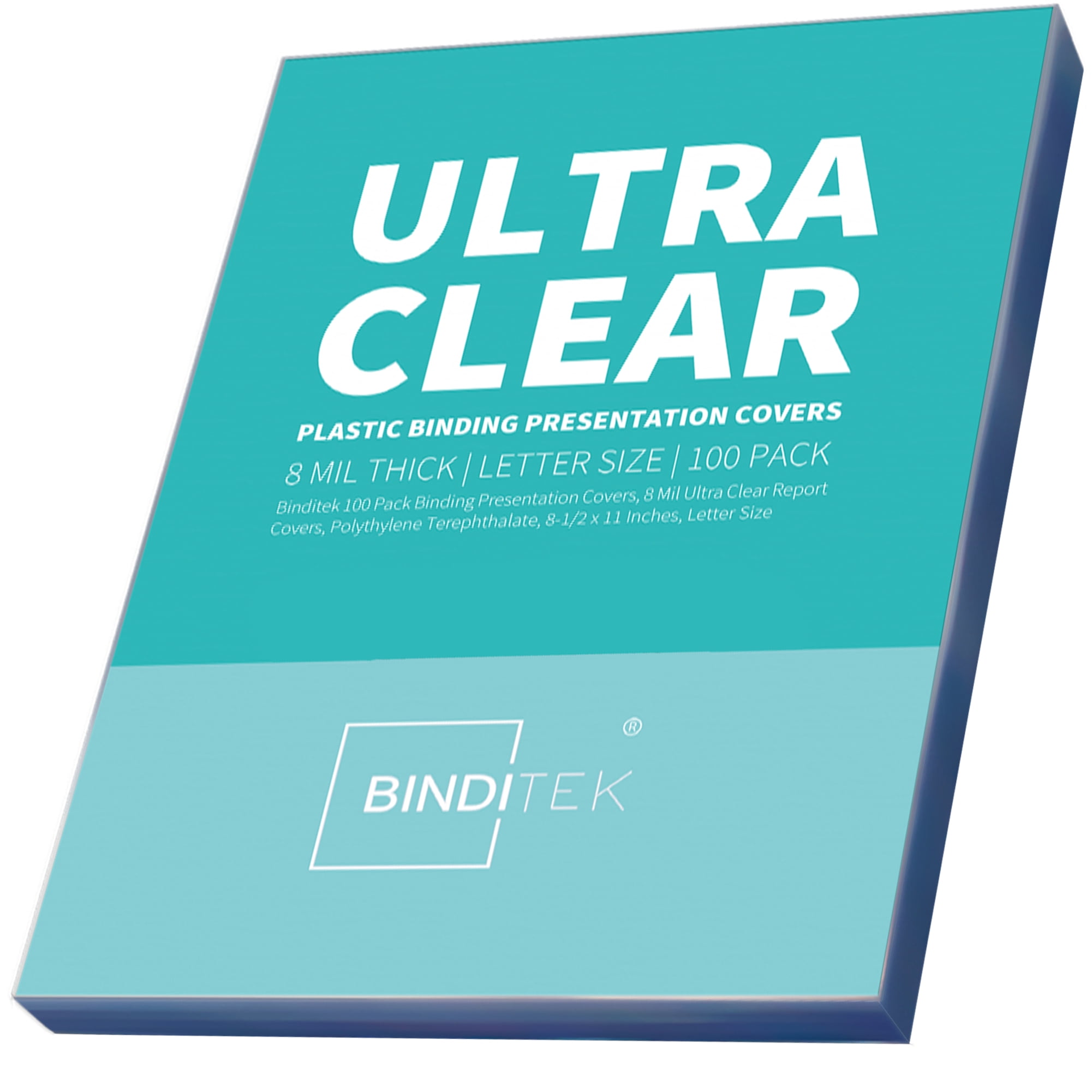 Binditek 100 Pack 8mil Ultra Clear Binding Presentation Covers,Clear