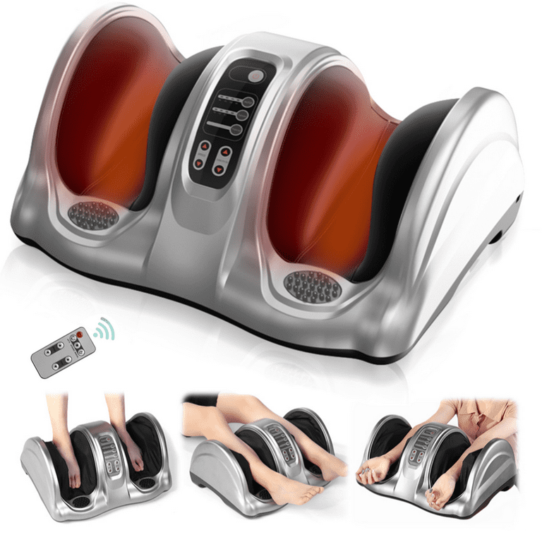 Binecer Foot Massager Machine with Heat, Shiatsu Foot Massager for  Circulation and Relief, 5-in-1 Deep Kneading Rolling Scraping Massage for  Calf Leg Arm, Remote Control 