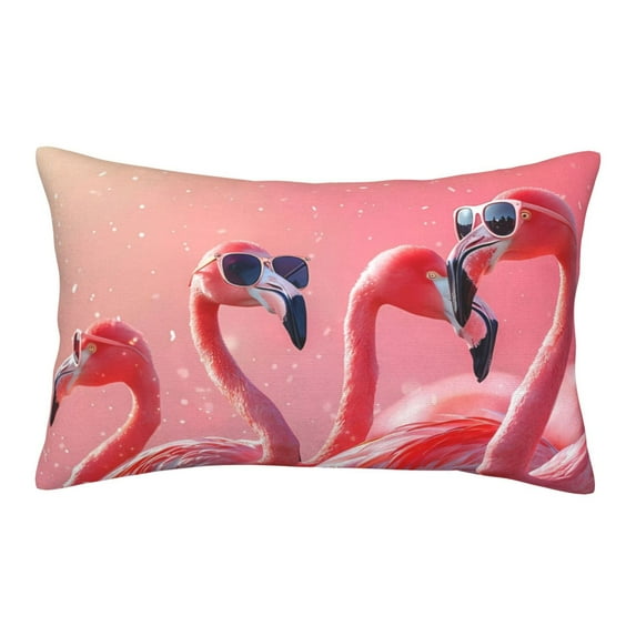 Binfone Cool Flamingos Sunglasses Scene Standard Size Pillowcase, Long Staple Pure Cotton Envelope Closure Pillow Cover (Pillow core not included),14"x20"