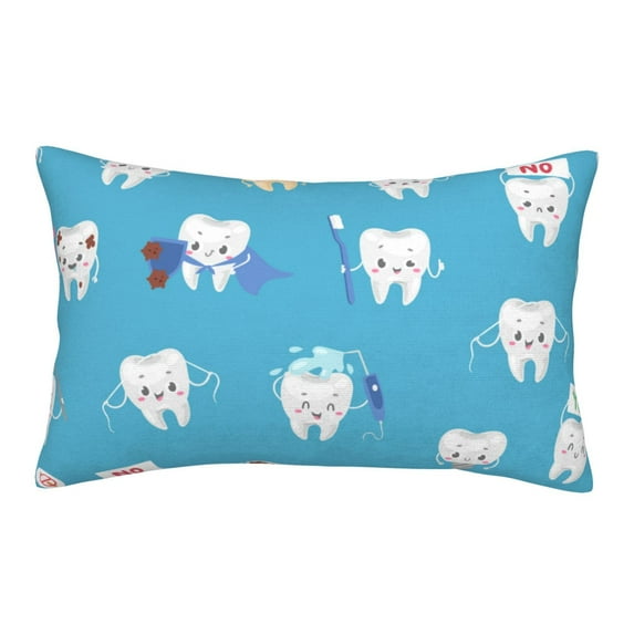 Binfone Cute Healthy Teeth Standard Size Pillowcase, Long Staple Pure Cotton Envelope Closure Pillow Cover,16"X24"