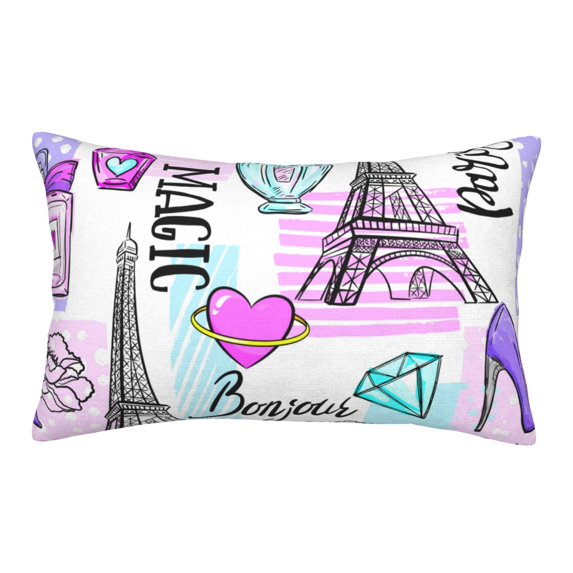 Binfone Eiffel Tower And Hearts Standard Size Pillowcase, Long Staple Pure Cotton Envelope Closure Pillow Cover,16"X24"