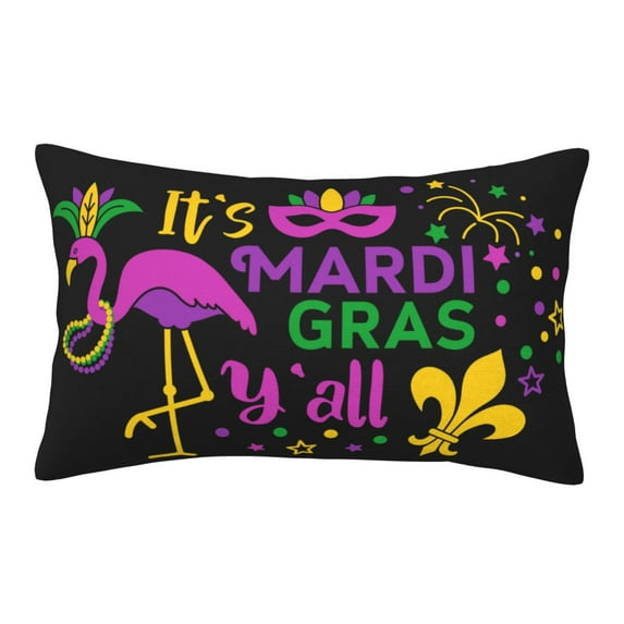 Binfone Mardi Gras With Flamingo Standard Size Pillowcase, Long Staple Pure Cotton Envelope Closure Pillow Cover,16"X24"