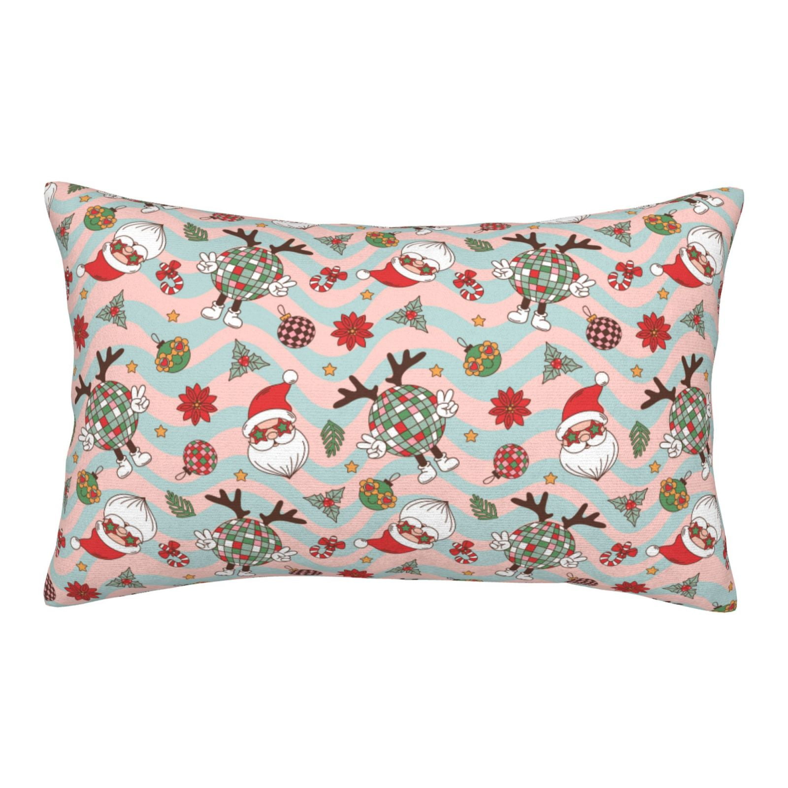 Binfone Quirky Santa Reindeer Retro Wave Standard Size Pillowcase, Long