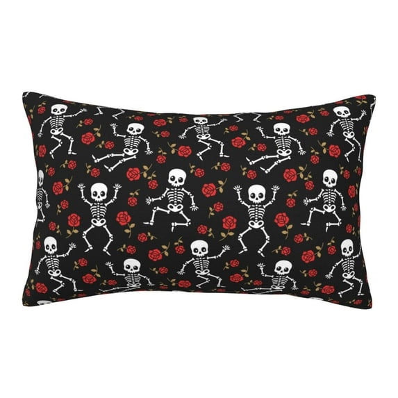 Binfone Skeleton with Roses Standard Size Pillowcase, Long Staple Pure Cotton Envelope Closure Pillow Cover,14"x20"