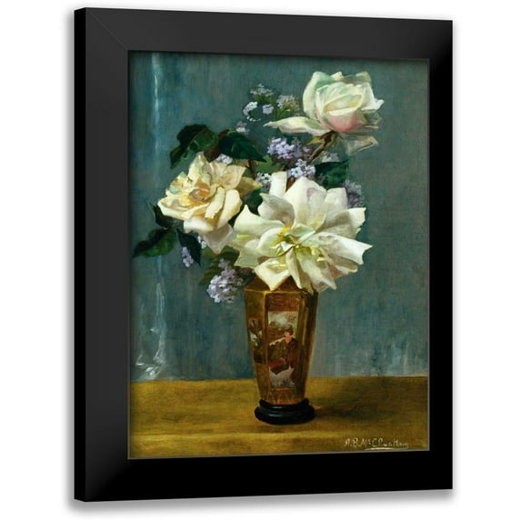 Binford McCloskey, Alberta 12x14 Black Modern Framed Museum Art Print Titled - Still Life of Roses in an Oriental Vase