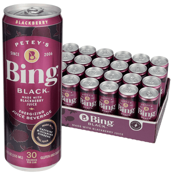 Bing Beverage Healthy Energy Drinks, Bing Blackberry, 12 oz (24 Pack)