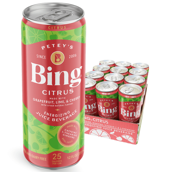 Bing Beverage Healthy Energy Drinks, Bing Citrus, 12 oz (12 Pack)