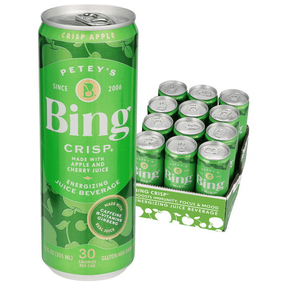 Bing Beverage Healthy Energy Drinks, Bing Crisp, 12 oz (12 Pack)