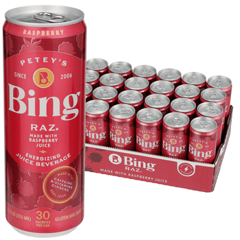Bing Beverage Healthy Energy Drinks, Bing Raz, 12 oz (24 Pack)