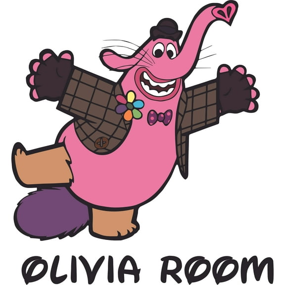 Bing Bong Inside Out Show Movie Cartoon Customized Wall Decal- Custom Vinyl Wall Art - Personalized Name - Baby Girls Boys Kids Bedroom Wall Decal Room Decor Wall Stickers Decoration Size (20x20 inch)