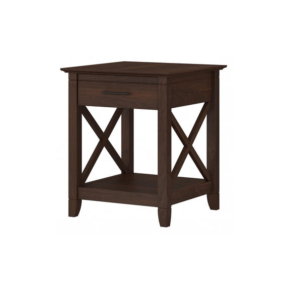 Bing Cherry X-Base End Table with Drawer and Open Shelf