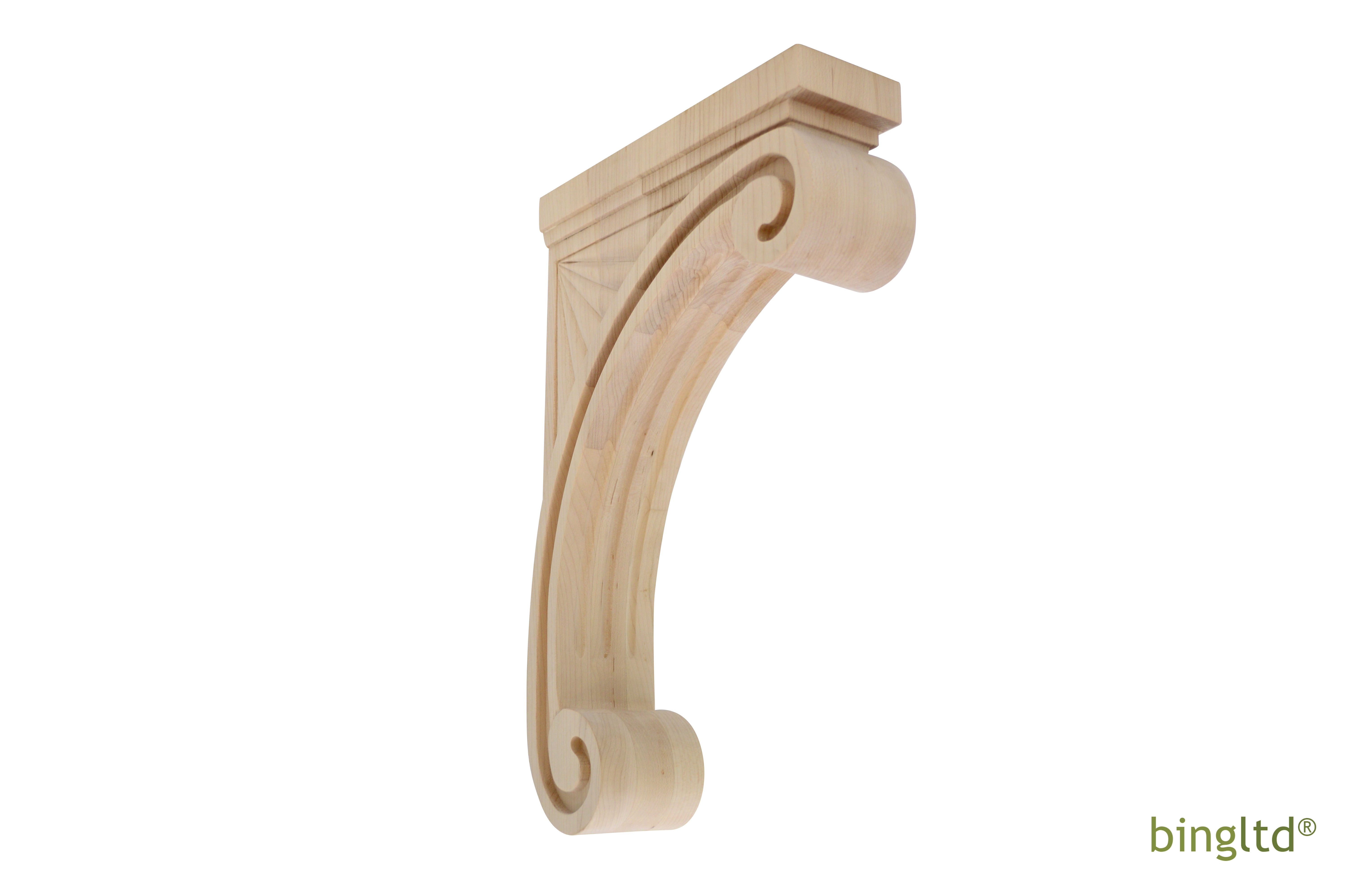 14" Tall Unfinished Maple Traditional Wood Corbel
