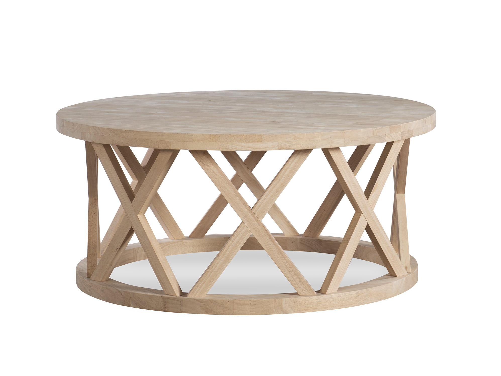 Camilla 40" Round Solid Hardwood Coffee Table in Light Brown