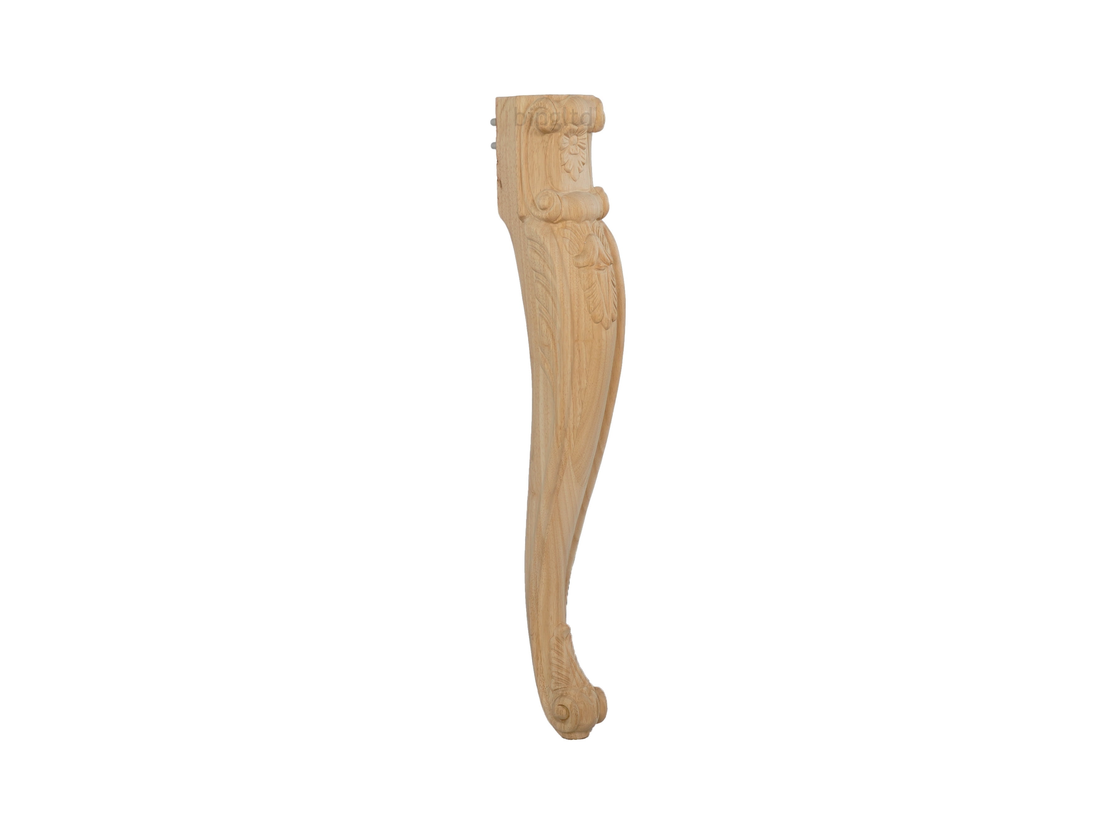 30.25" Tall Unfinished Beige Rubberwood Carved Dining Table Leg
