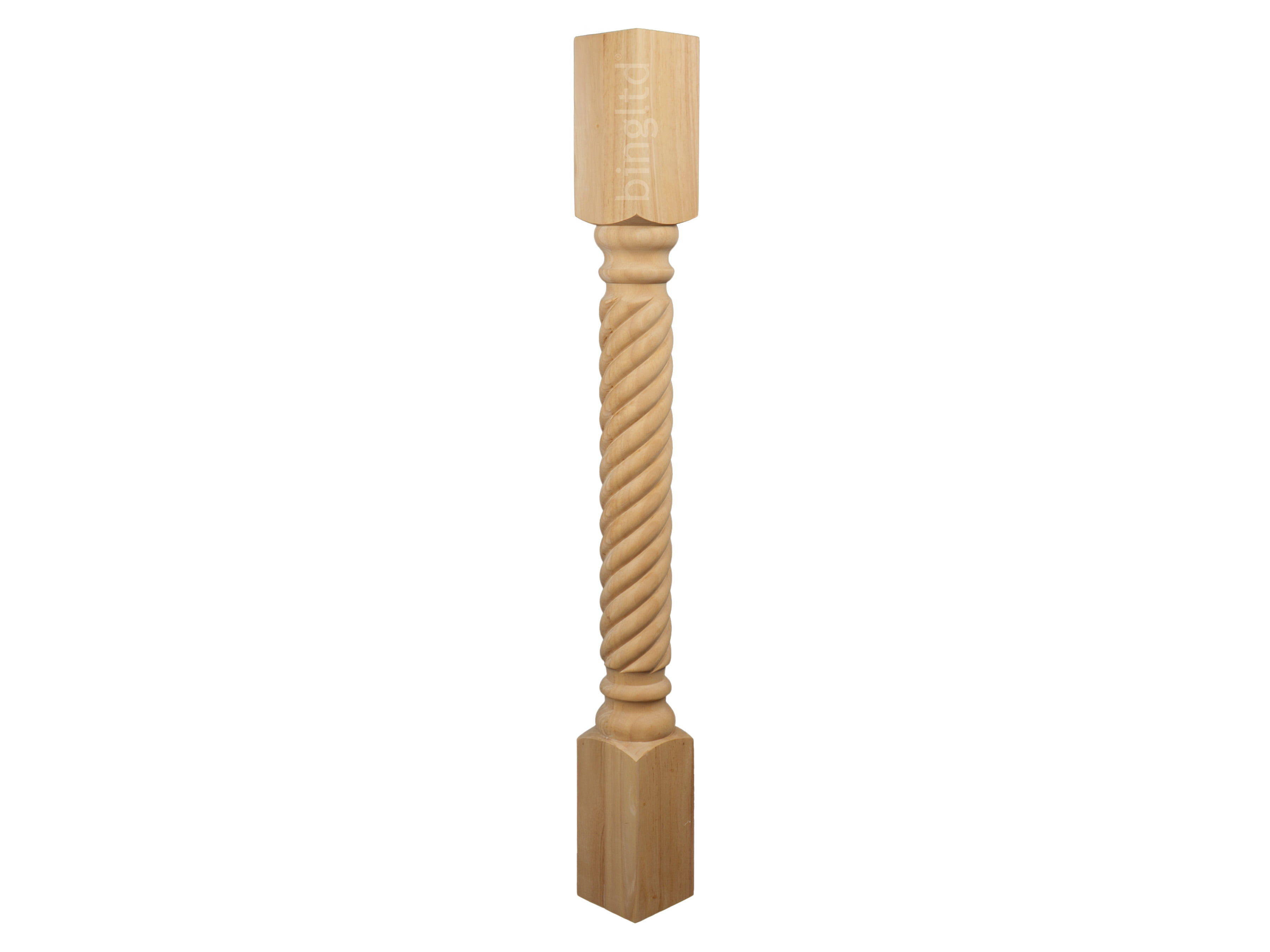 BingLTD 35.5 Inch Unfinished Rubberwood Post – Spiral/Rope Turned Sofa Leg, 3.5" Top & Bottom Width, Ready To Stain Or Paint