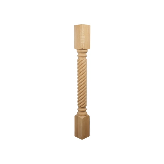 BingLTD - 35 1/2" Tall Rope/Spiral Unfinished Rubberwood Post - 1 PC (K3535S)