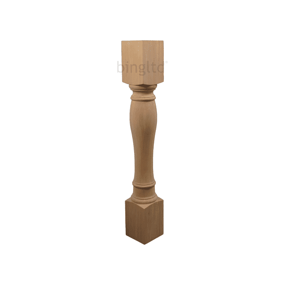 BingLTD - 35 1/2" Tall Turned/Round Unfinished Rubberwood Post - 1 PC (K535)
