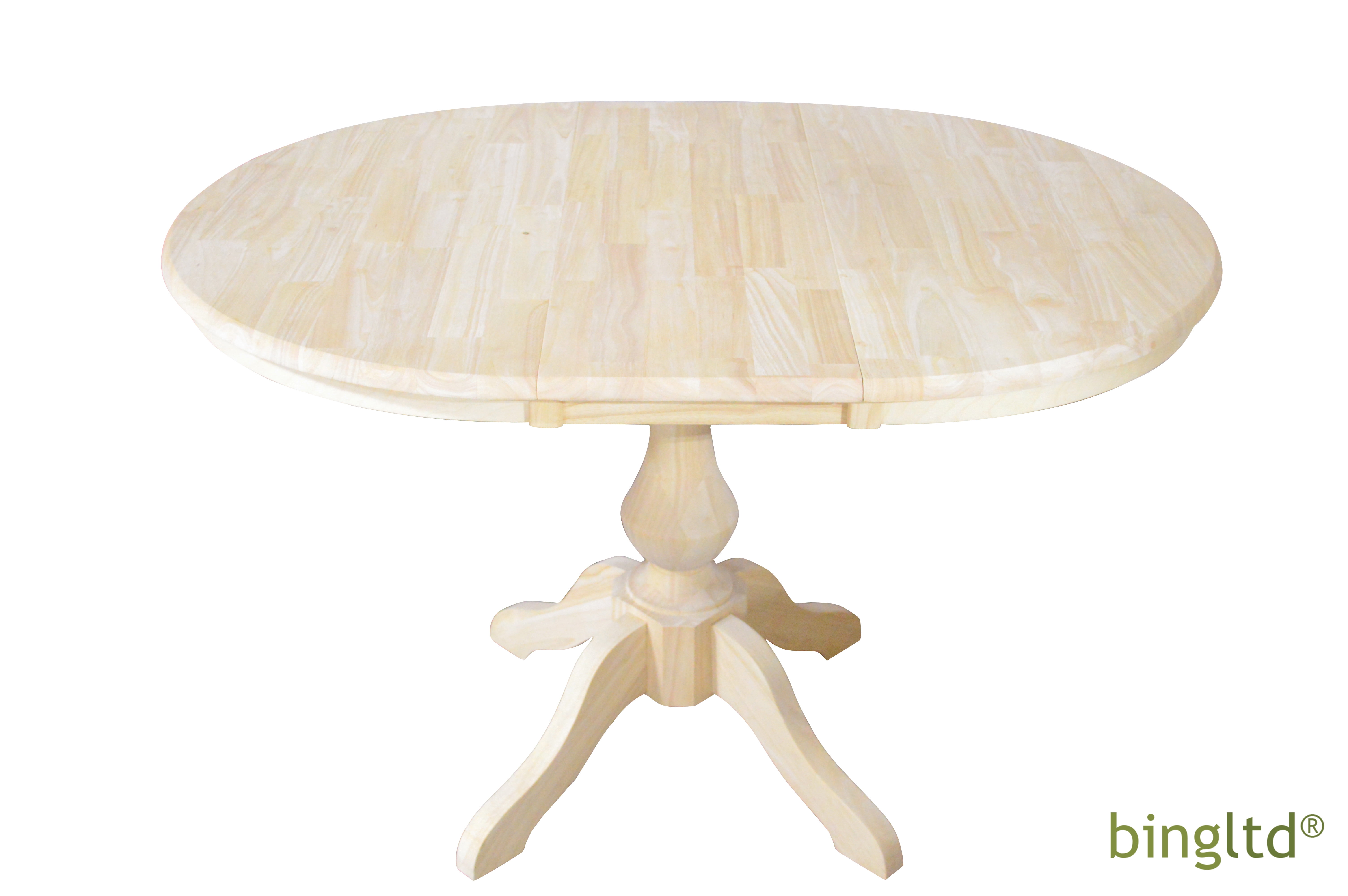 Wilmington 36" Unfinished Solid Hardwood Round Extendable Dining Table