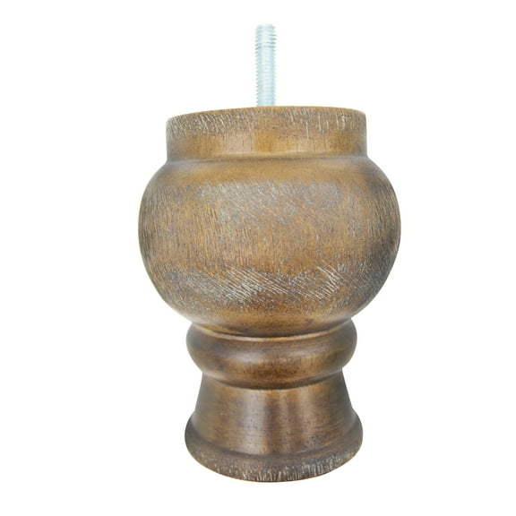 BingLTD - 4 1/2" Tall Turned Driftwood Sofa Legs - Set of 4 (P3041-RW-8mm-DW)
