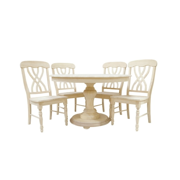 BingLTD - 48" Wide 30" Tall Bradford Round Dining Table Set for Kitchen, Dining Room with 4 Built Eleanor Chairs