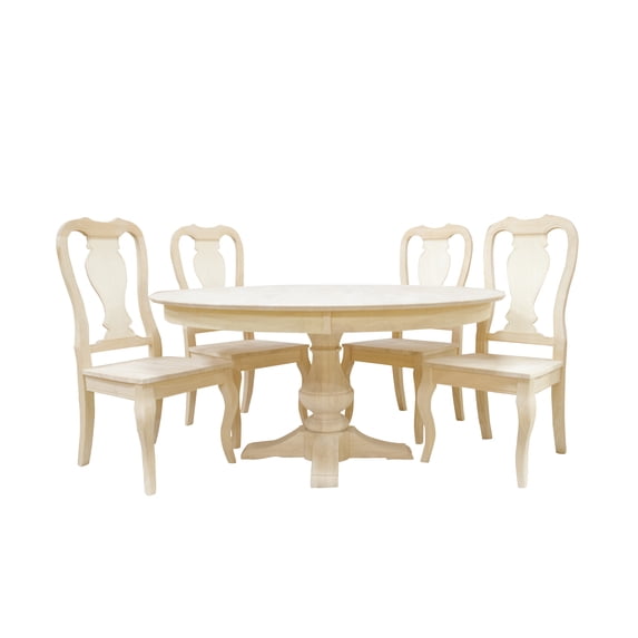 BingLTD - 48" Wide 30" Tall Taylor Round Dining Table Set for Kitchen, Dining Room with 4 Built Avery Chairs