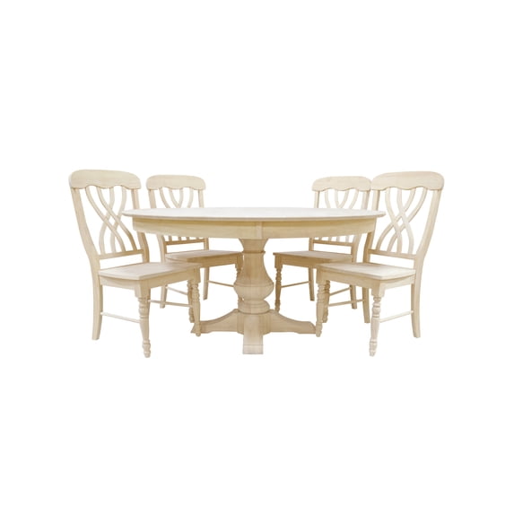 BingLTD - 60" Wide 30" Tall Taylor Round Dining Table Set for Kitchen, Dining Room with 6 Built Eleanor Chairs
