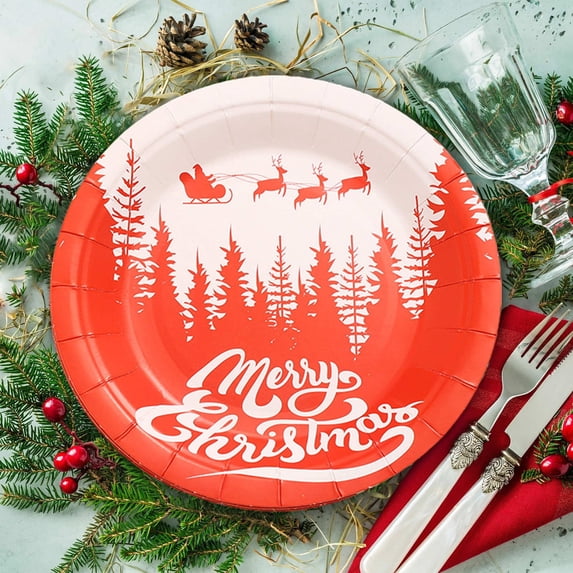 Gpaecead 10Pc Christmas Plates Disposable, 9 inch Christmas Paper Plates Holiday Paper Plates Christmas Dessert Plates Christmas Dinnerware Set, 9 Assorted Designs, Christmas Party Supplies