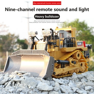 BingTong 11-Channel Alloy RC Bulldozer,Realistic Remote Control Kids Construction Play Toys with Lights and Sound,Track Type Tractor Toys for 3+ Boys,Perfect 2024 Kids Birthday Gift for Ages 3-12+