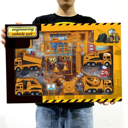 Gpaecead 14Pcs Engineering Crane,Kids Construction Truck Toys for 3-7 Years Old -Sling Trucks,Excavator,Boy Toys for 3-5 Year Old Toddlers,Gift Toys for Boys & Girls Aged 4-6,Outdoor Playset