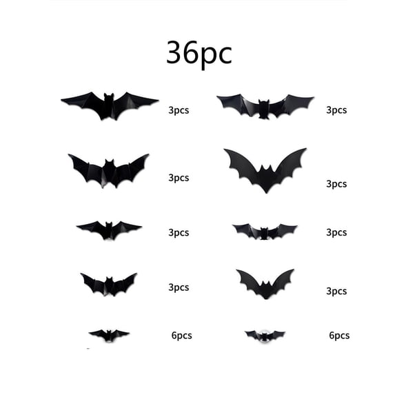 BingTong 2025 New Halloween 3D Lighted Bats, LED Purple Lighted 3D Bats Halloween Decoration, Upgrade LED Glowing Bat Group Hanging Wall Luminous Glow Clings Multipack 36pc