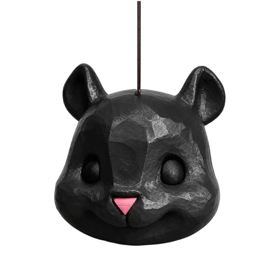 BingTong 2027 New Squirrel Head Feeder - Big Funny Animal Head Squirrel Feeder for Outdoor Garden, Novelty Hanging Backyard Patio Garden Yard Decor, Weather-Ready Gift,Black