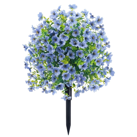 Gpaecead 23.6in Artificial Violet Ball Topiary Trees with Ground Spikes,Artificial Boxwood Topiary Ball Trees,Fade Resistant Faux Artificial Shrubs Tree for Indoor Outdoor Front Porch Decor,Blue