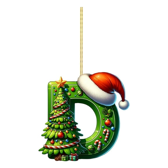 BingTong 26 Letter Ornaments Christmas Tree Decoration,Initial A To Z New Christmas Letters Decoration,Personalized Hanging Pendant Xmas Alphabet For DIY Craft Ornaments D Green