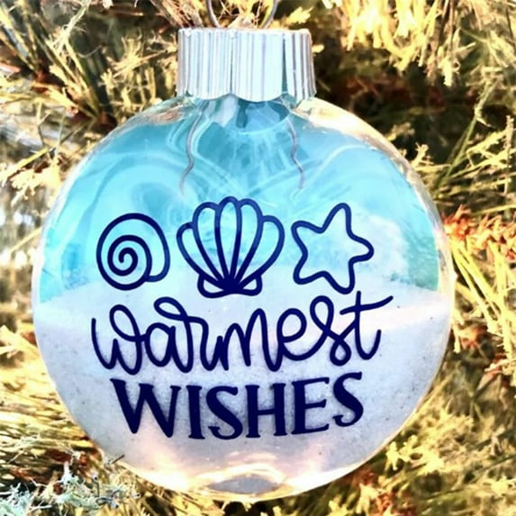 BingTong 2D Beach Themed Christmas Ornaments - Beach Gifts For Friend, Plastic Blue Design Shatterproof Tree Decor Coastal Theme Holiday Accent For Festive Display E