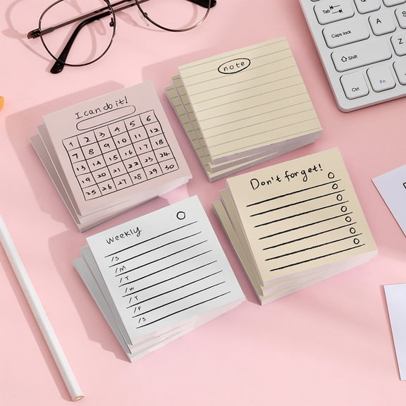 BingTong 4 Pack Stickies Notes Pads – 200 Sheets Total, 2.95x2.95 Inch Lined Sticky Notes, for Student Office Stationery (Multicolor)