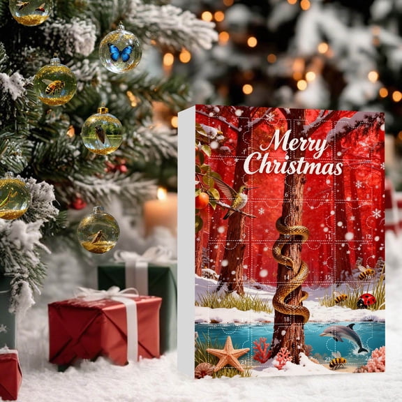 BingTong Animal Christmas Advent Calendar 2026 - Countdown Calendar Boxes With 24pcs Clear Acrylic Animal Ball Pendants, Hanging Ornaments for Collectors Xmas Tree Decor G