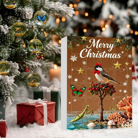 BingTong Animal Christmas Advent Calendar 2026 - Countdown Calendar Boxes With 24pcs Clear Acrylic Animal Ball Pendants, Hanging Ornaments for Collectors Xmas Tree Decor A