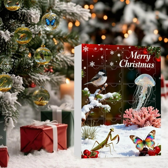 BingTong Animal Christmas Advent Calendar 2026 - Countdown Calendar Boxes With 24pcs Clear Acrylic Animal Ball Pendants, Hanging Ornaments for Collectors Xmas Tree Decor E