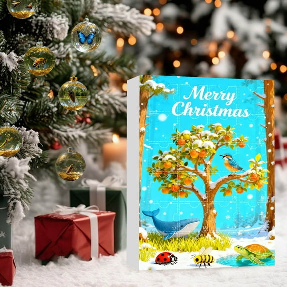 BingTong Animal Christmas Advent Calendar 2026 - Countdown Calendar Boxes With 24pcs Clear Acrylic Animal Ball Pendants, Hanging Ornaments for Collectors Xmas Tree Decor F