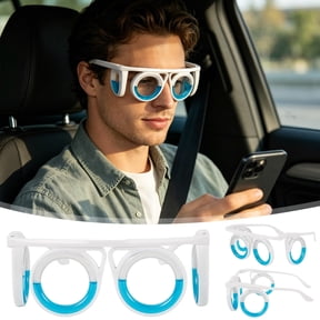 BingTong Anti Motion Sickness Glasses - Motion Sickness Airplane Lensless Portable Folding Glasses,Lensless Design For Car Sickness, Air Sickness, Sea Sickness, Road Trip A