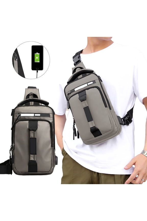 Gpaecead Anti Theft Sling Crossbody Backpack Shoulder Bag for Men, Lightweight One Strap Motorcycle Back pack Sling Bag Backpack for Hiking Walking Biking Travel Cycling with USB Charger Port