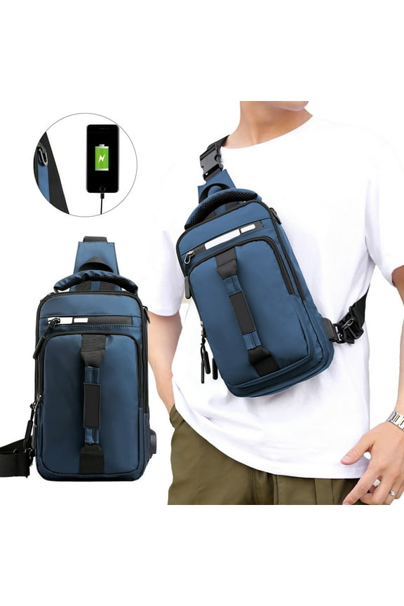 Gpaecead Anti Theft Sling Crossbody Backpack Shoulder Bag for Men, Lightweight One Strap Motorcycle Back pack Sling Bag Backpack for Hiking Walking Biking Travel Cycling with USB Charger Port