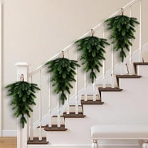 BingTong Artificial Christmas Teardrop Swag,Faux Norfolk Pine Swag Realistic Christmas Greenery Teardrop Wreath for Xmas Holiday Door Wall Mantle Fireplace Decor Indoor Outdoor Green