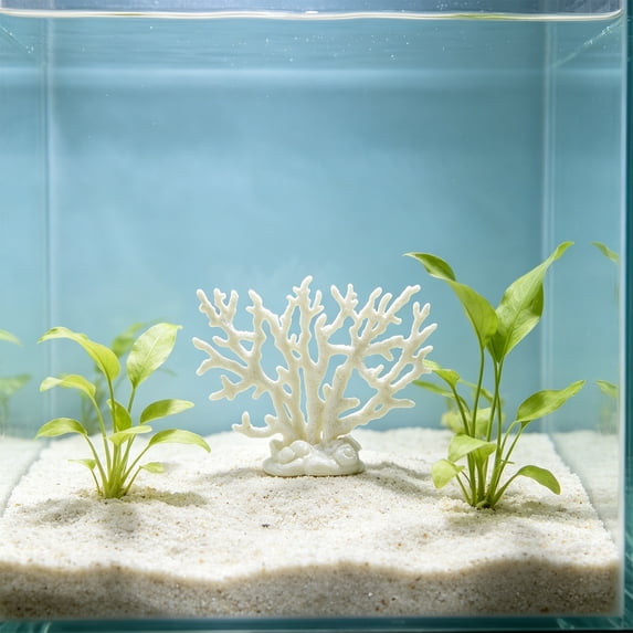 BingTong Artificial Corals For Aquarium Decoration, Lifelike Simulated Coral Decor,Realistic Small Reef Ornaments For Fish Tank, Beach Theme Room Decoration D-White