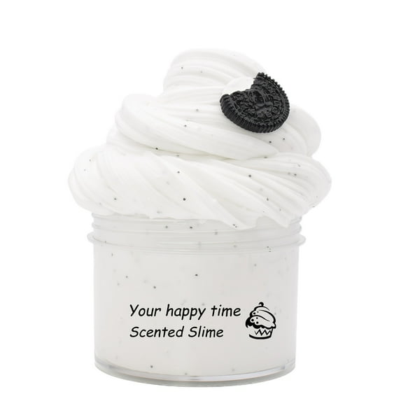 BingTong Butter Slime Cloud Slime Peach Slime Upgraded Mint Slime With Charms, Scented Sludge, Non-Sticky, Stress Relief Toy Dessert-Themed Jars For Creatives Crafts 1pcs L-White